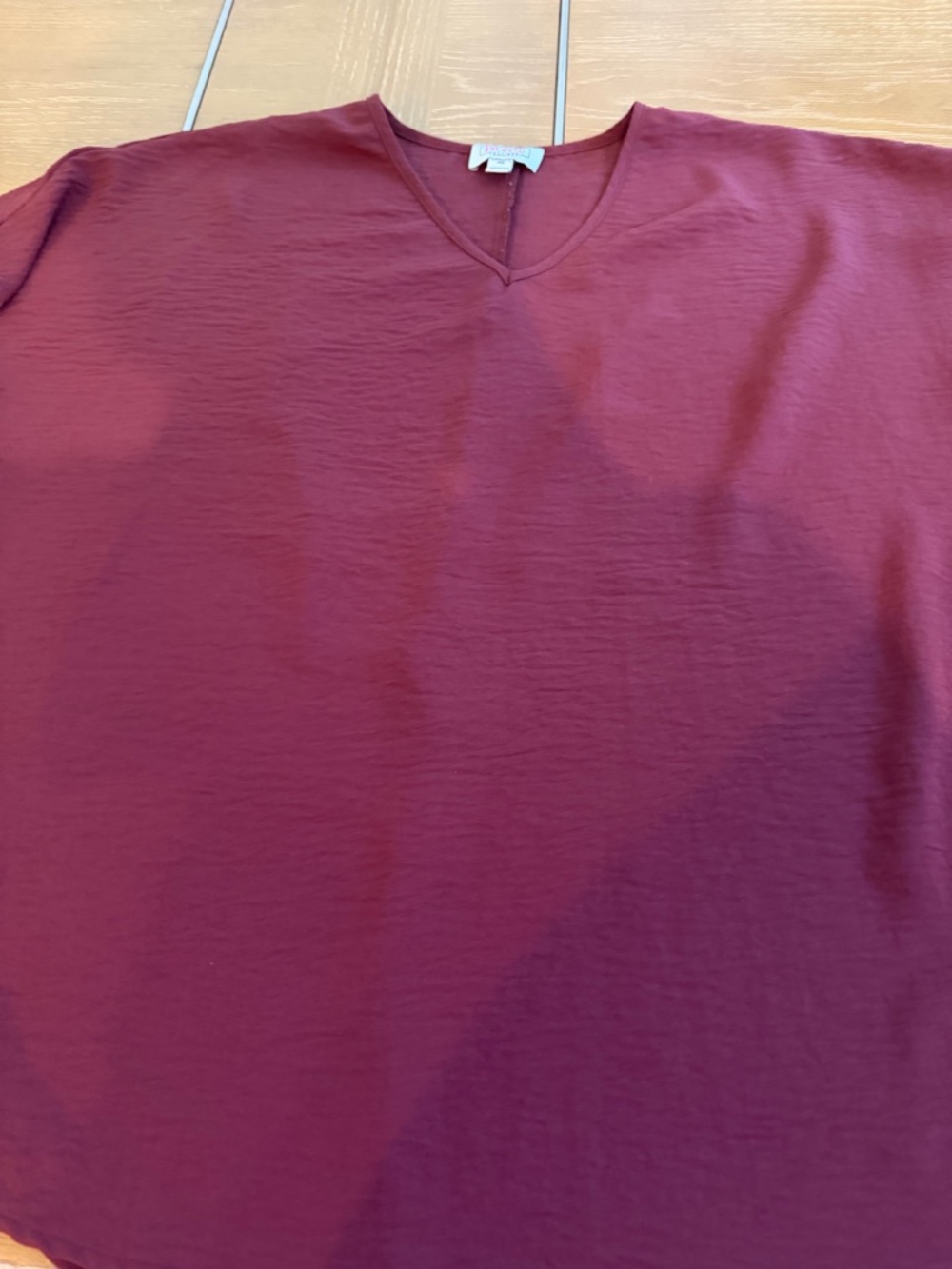 V-Neck Women's Blouse in Burgundy